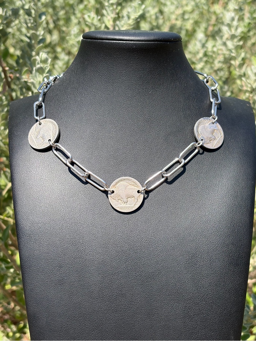 Buffalo Nickel & Stainless Choker Necklace